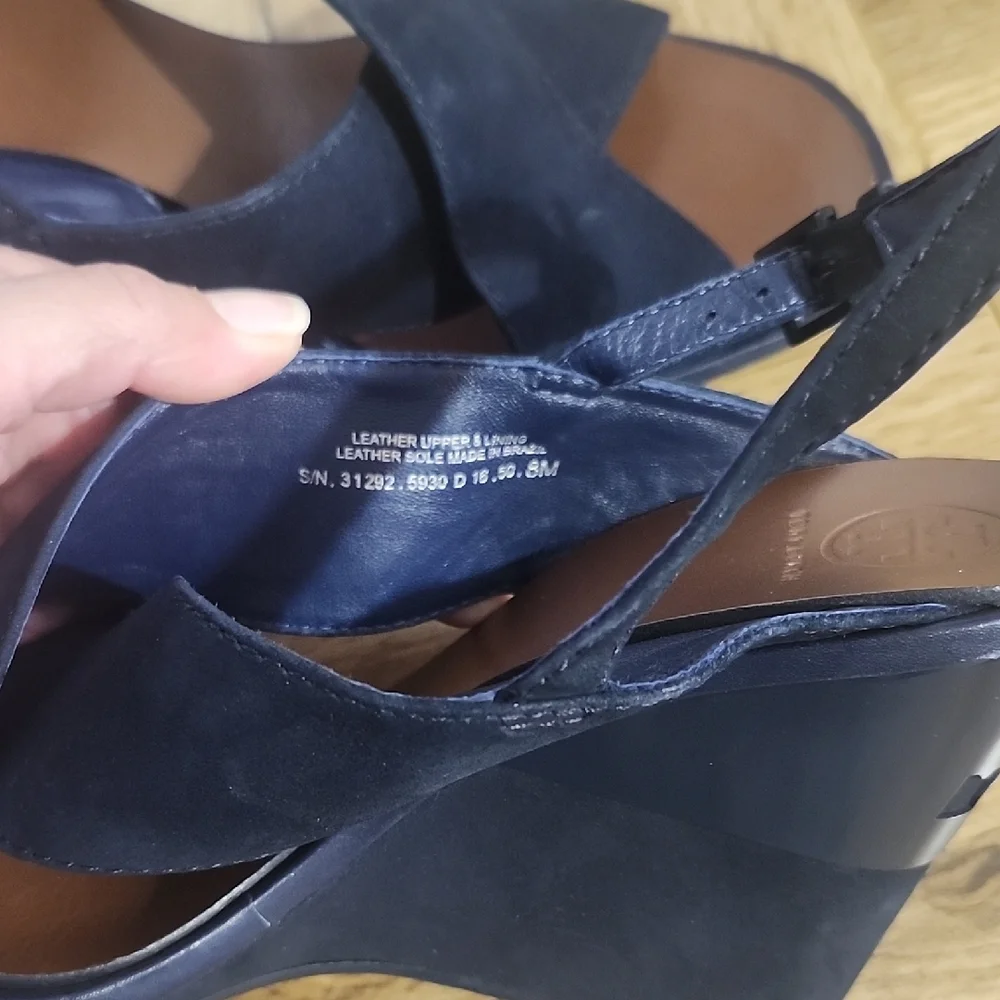 Tory Burch Plataforms Navy and Brown Women's Wedge Sandals